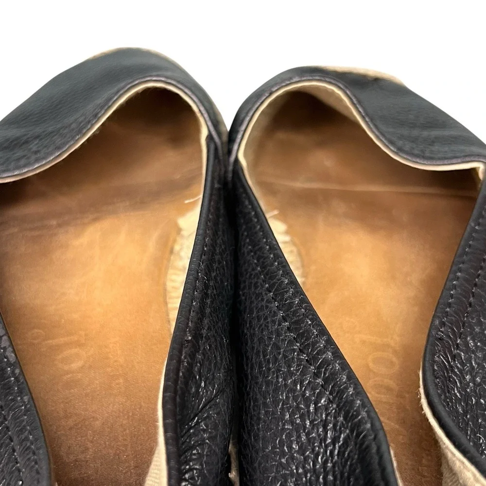 Maypol Espadrille Leather Flats Sz 38 Fits Like US 9 Black Slip On Anthropologie - Picture 6 of 8